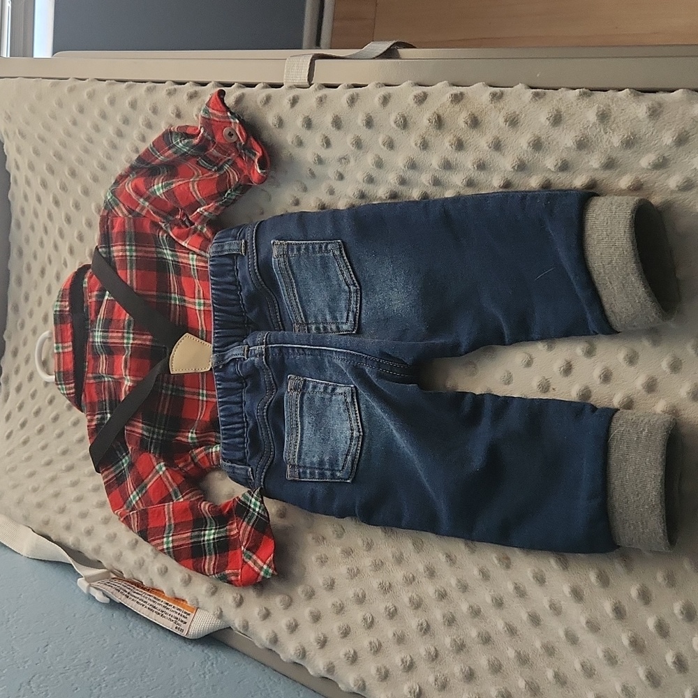 Cat and Jack 6-9 month Flannel Outfit - Picture 5 of 5